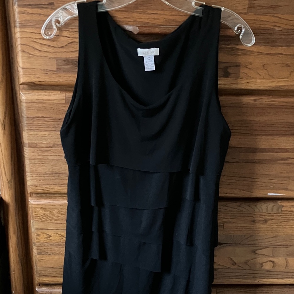 Chico's Black Tiered Midi Dress